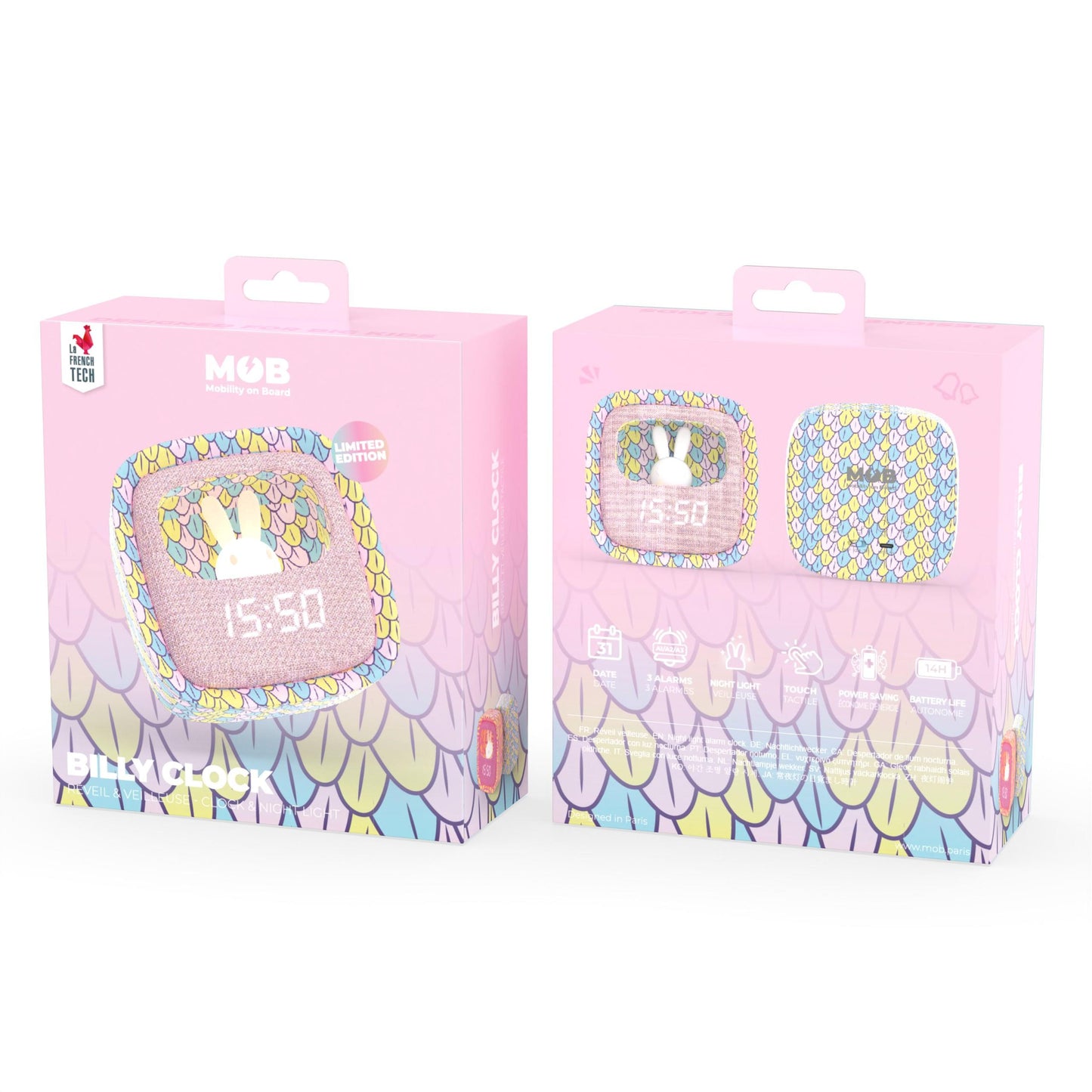 Billy Clock le Réveil Veilleuse Lapin Rainbow Mermaid