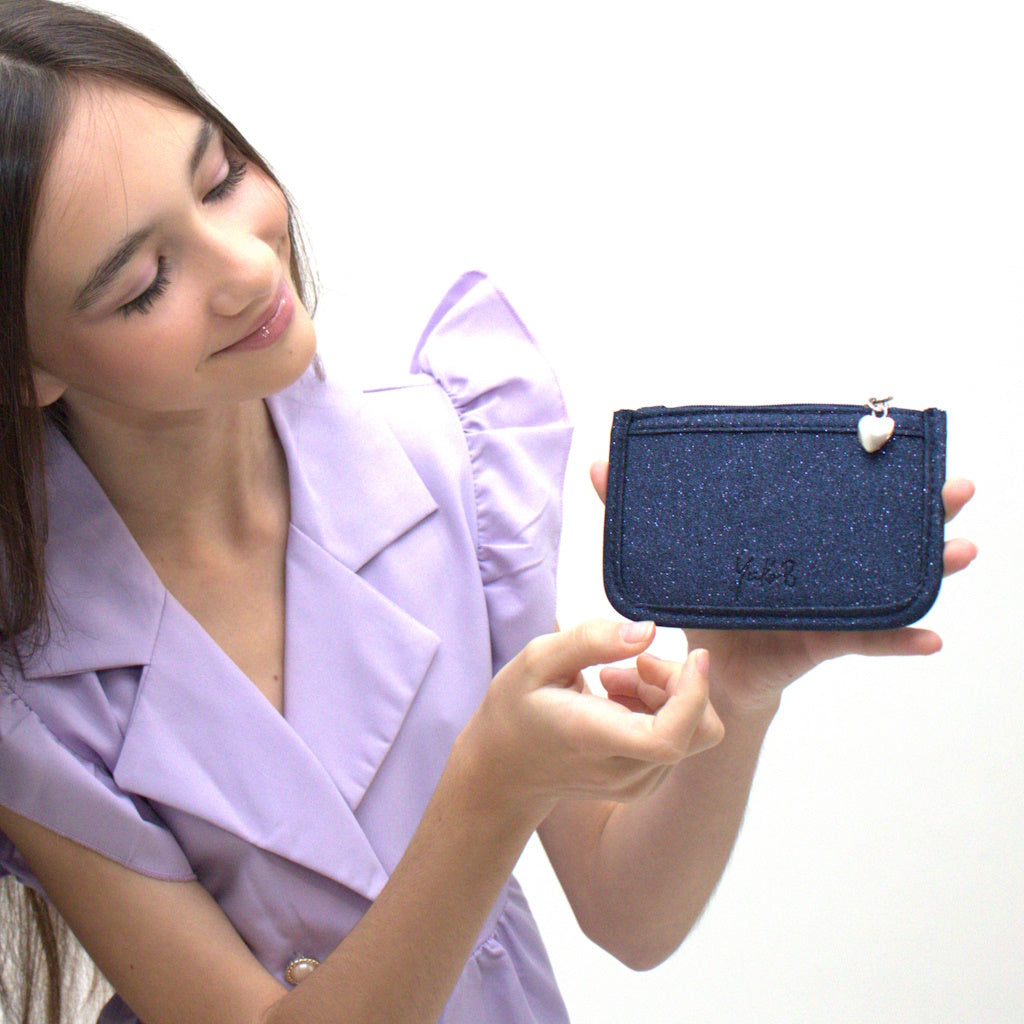 Moon Le Porte-monnaie pailleté couleur Marine