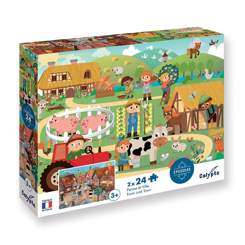 Puzzles 2x24 pièces Ferme et Ville Calypto