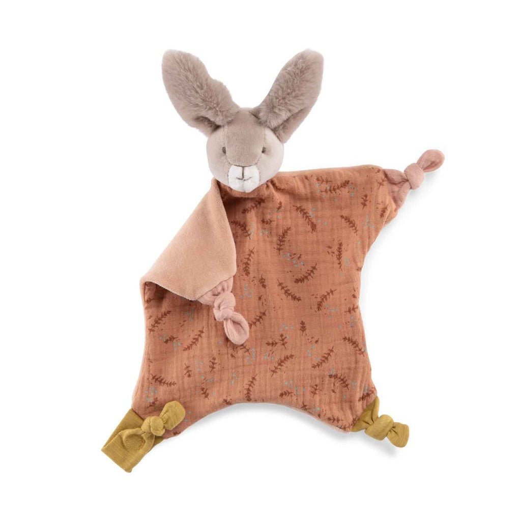 Doudou lapin argile attache-tétine