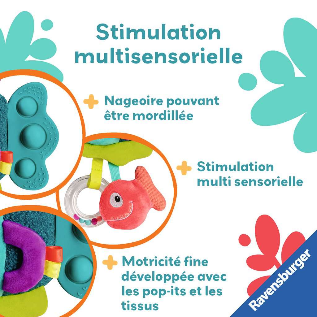 Play+ Baby Peluche Pop-It Piranha Bleu Ravensburger