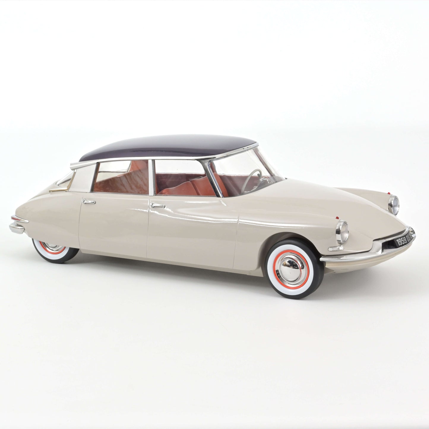 Citroën DS 19 1959 Gris Rosé et Aubergine 1/12 Norev