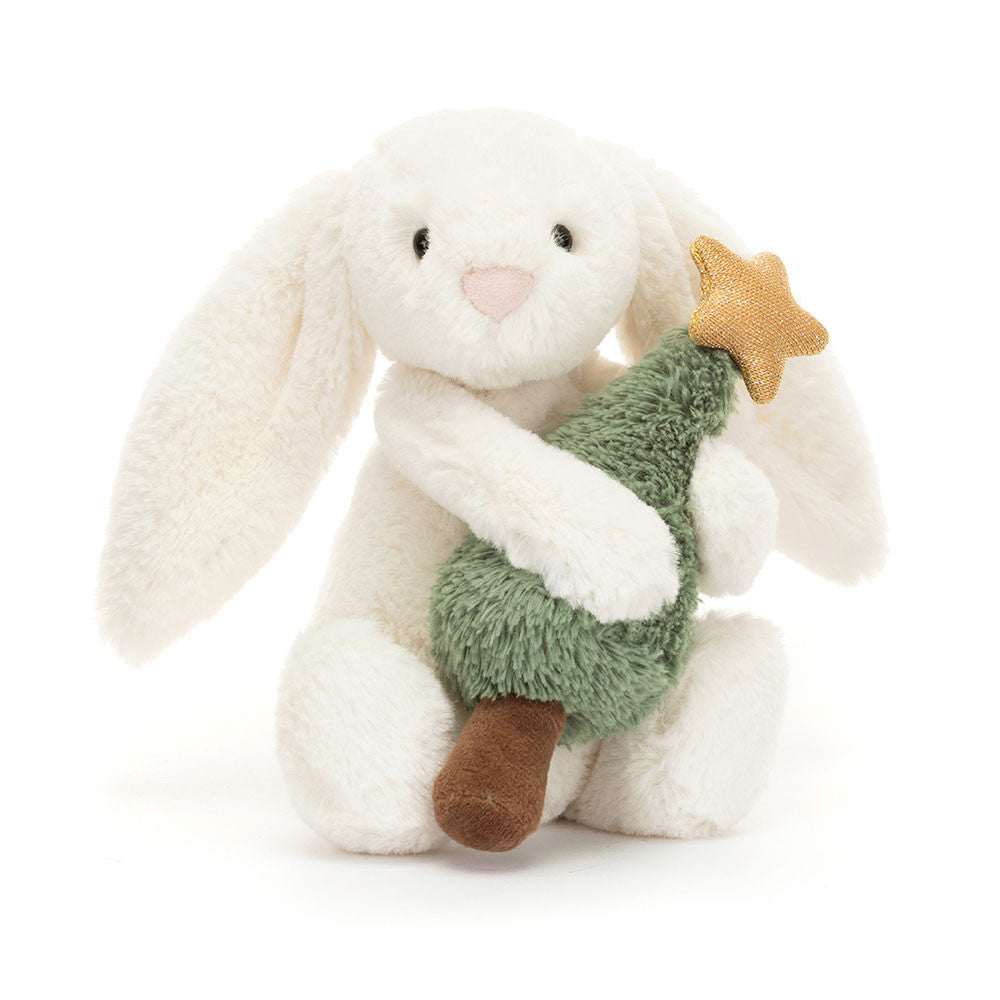 Peluche Lapin timide avec sapin de Noël Jellycat