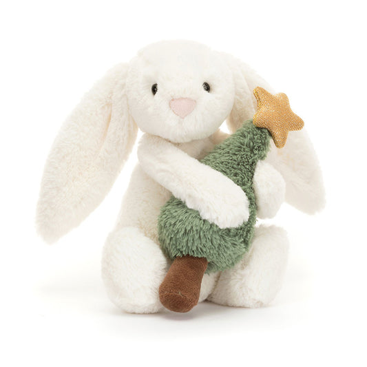 Peluche Lapin timide avec sapin de Noël Jellycat