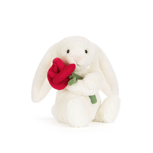 Peluche Cream Bunny with Rose Jellycat