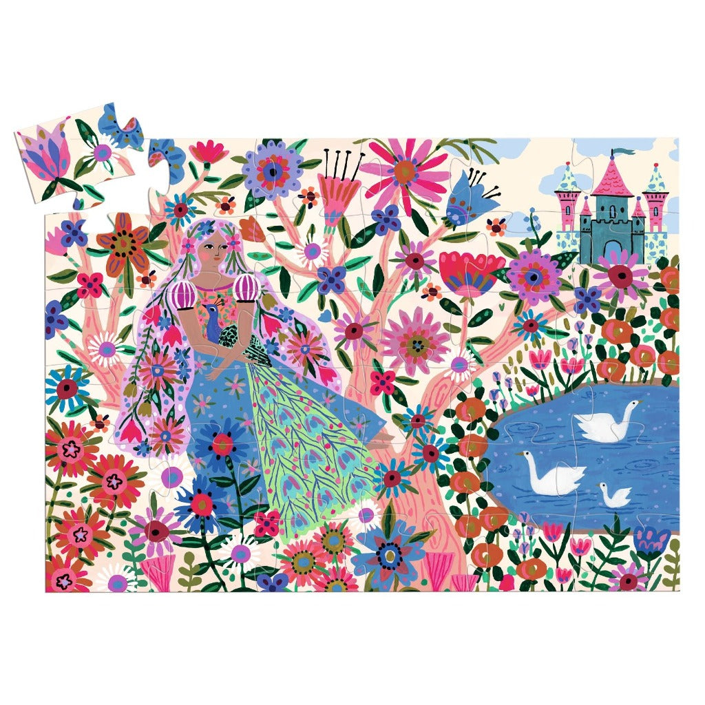 Puzzle 36 pièces La princesse et son paon