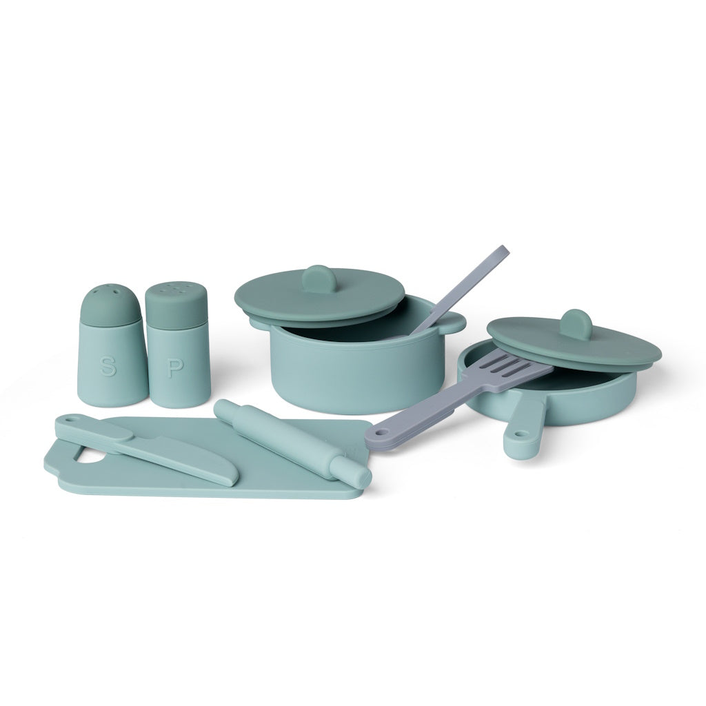 Set de Cuisine Silicone Vert et Gris Little L