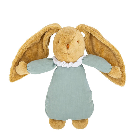 Lapin Nid d'Ange Doudou Musical Coton Bio Céladon