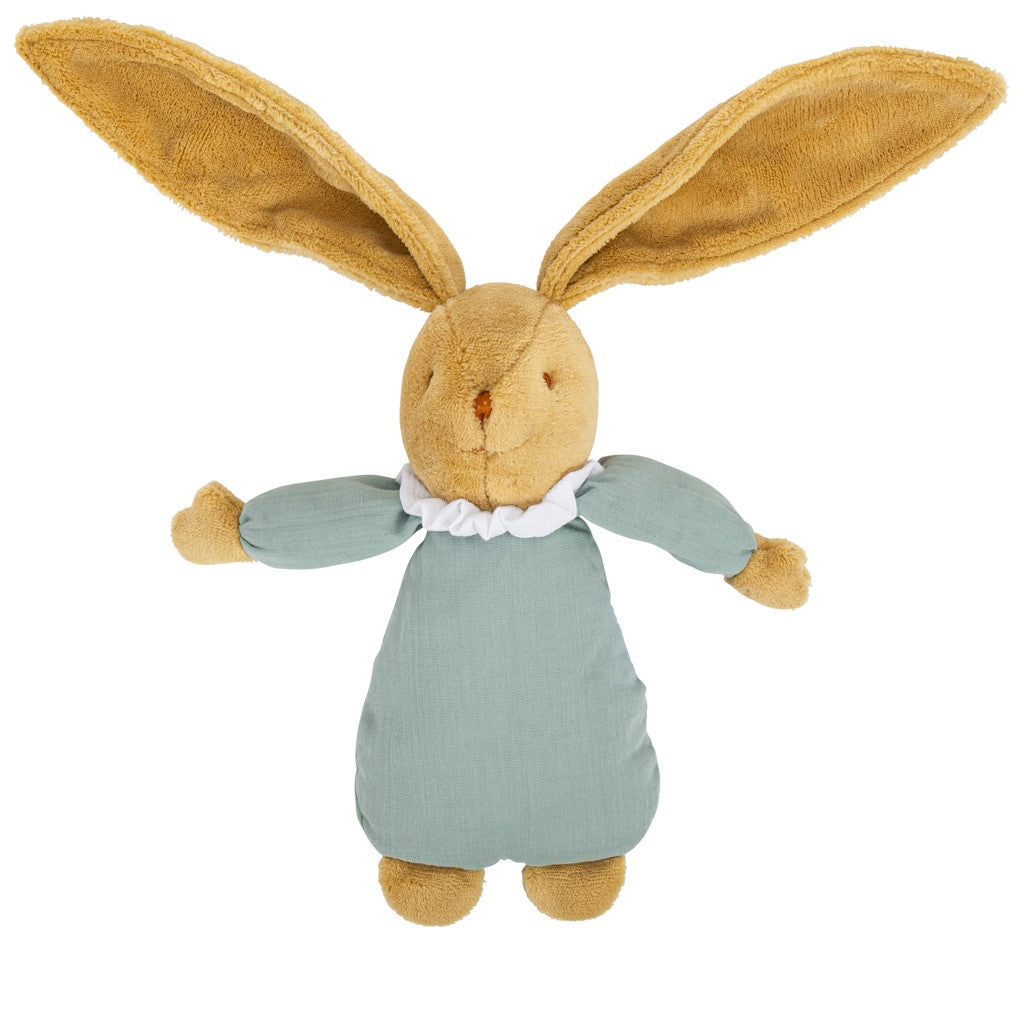 Lapin Nid d'Ange Doudou Musical Coton Bio Céladon