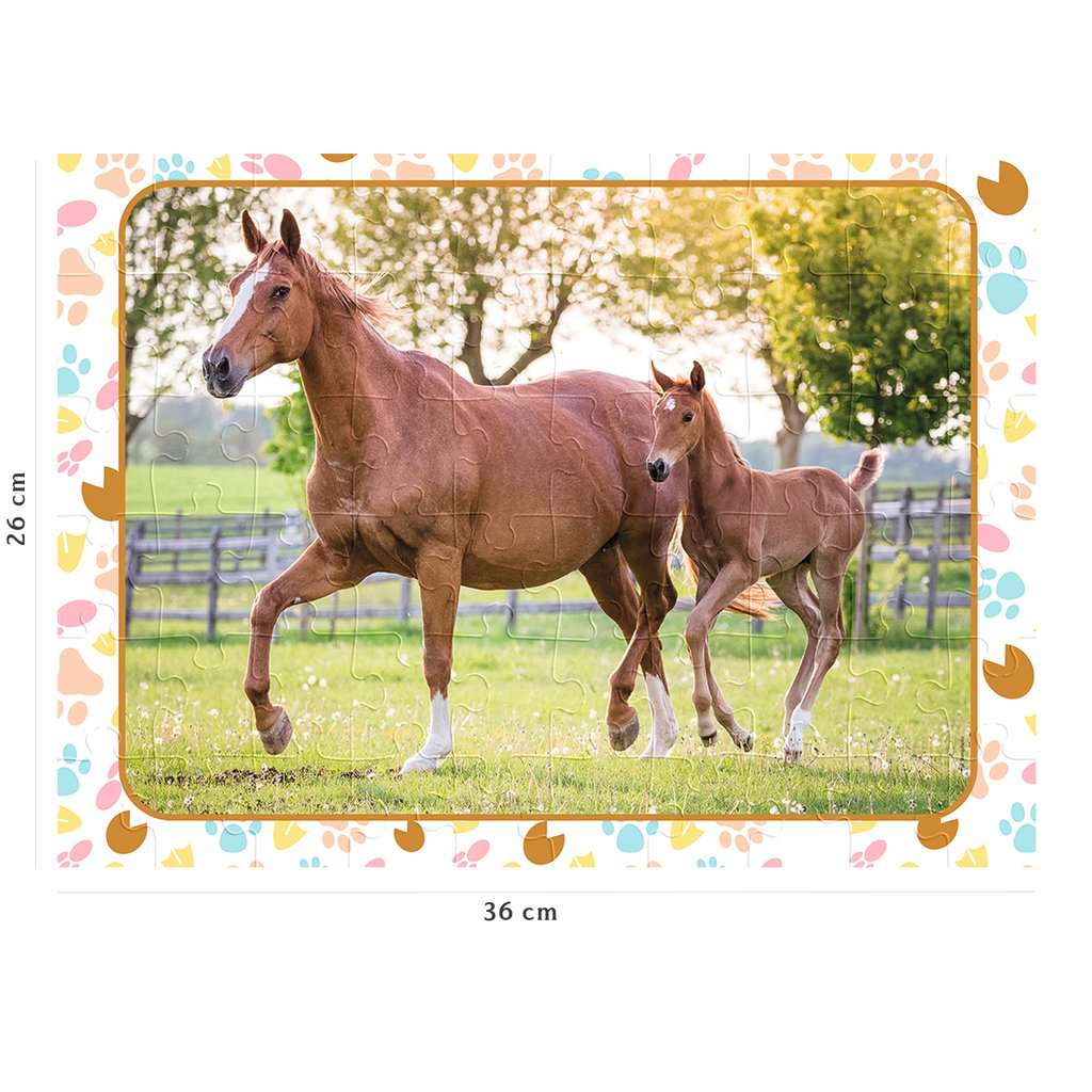 Puzzle 60 pièces Maman et bébé Cheval