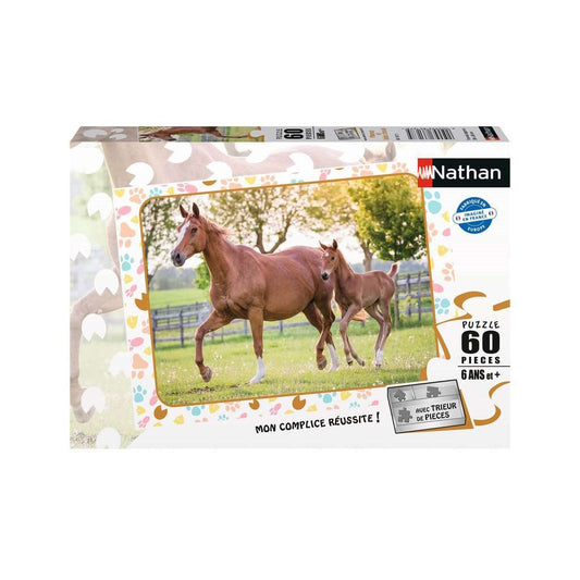 Puzzle 60 pièces Maman et bébé Cheval