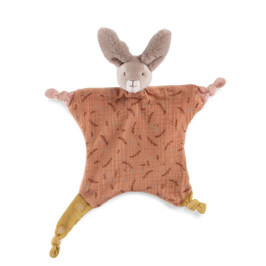 Doudou lapin argile attache-tétine