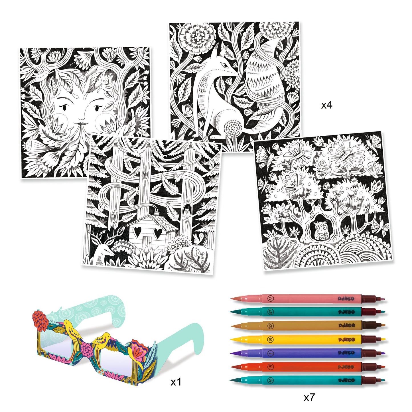 Coffret Coloriage Forêt fantastique Effet 3D